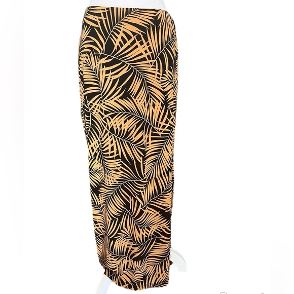 DT Collection Printed Skirt Black/tan Size XL Side Slit - Picture 1 of 4